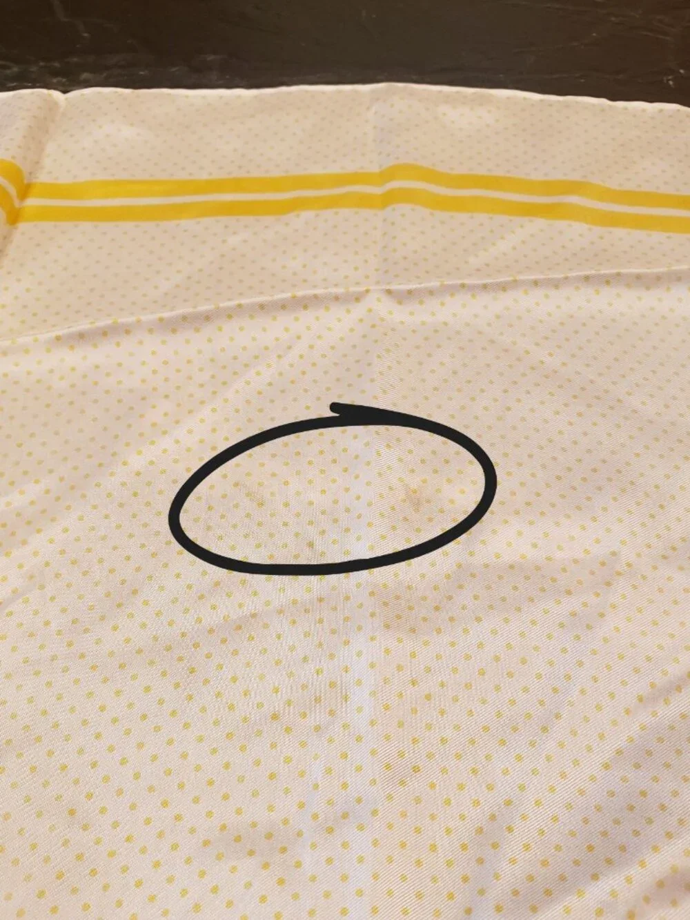 Echo Vintage Yellow Cream Polka Dot Silk Feel Square Scarf 26x26